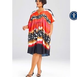 NATORI Oversized SAFARI CAFTAN midi dress women size L